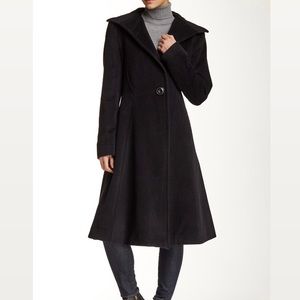 Vera Wang - Wool Blend Fit & Flare Long Coat